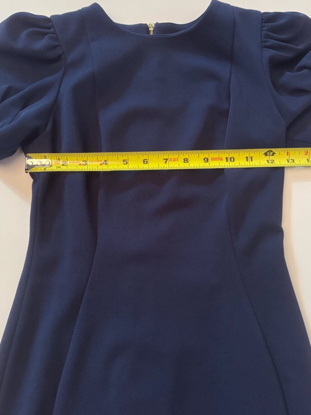 DKNY Navy Blue Scuba Sheath Dress Puff Sleeve NWOT Workwear Office Siren Size 2P - Picture 9 of 13